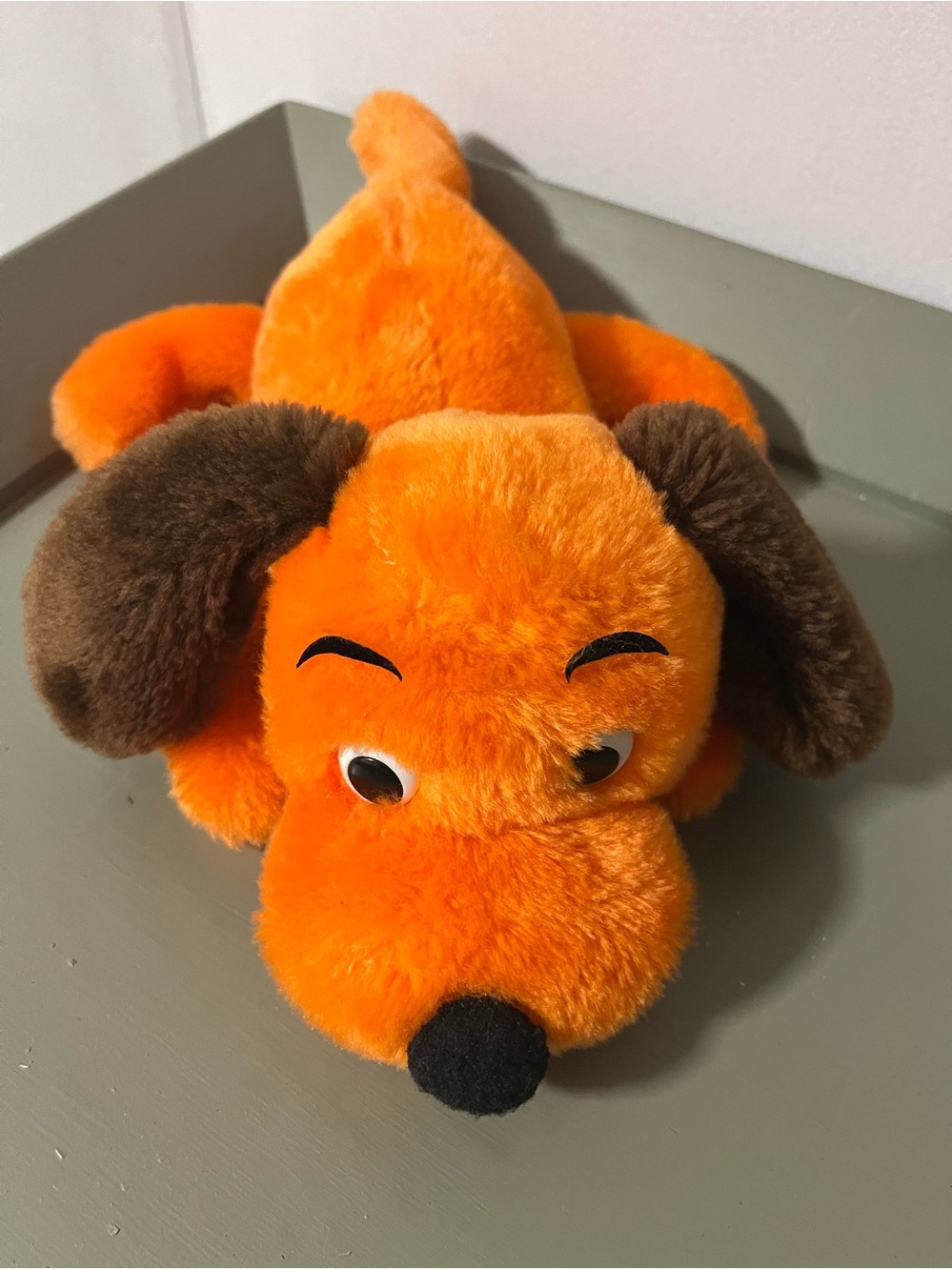 Vintage 1973 R Dakin Drooper Puppy Dog Orange Brown 11" Walnut Shell Plush Toy